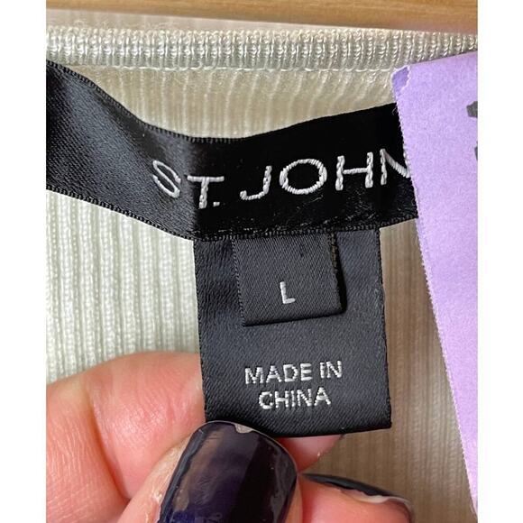 St. John Sage Scoop Neck Sleeveless Wool Blend Knit Top Women's SIze L - Picture 4 of 6